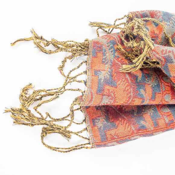 Pashmina Multicolor Red Green Blue Paisley Scarf Womens One Size - Picture 12 of 16